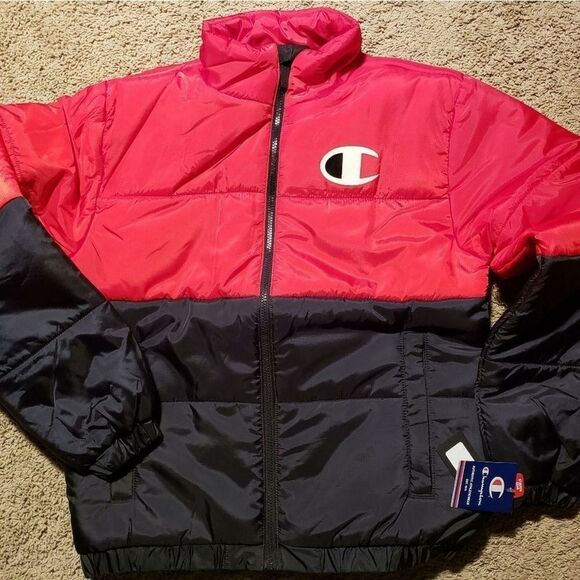 CLEARANCE Champion Puffer Red Logo Jacket NWT $120 MSRP - Picture 1 of 2